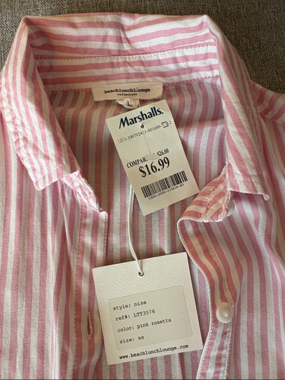 beachlunchlounge Pink and White Striped Casual Button-Down Shirt - Picture 2 of 4